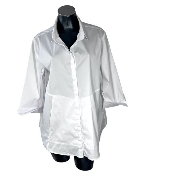 HABITAT The One White Button Down Tunic Shirt Top With Pockets Women's Size L - Picture 6 of 16